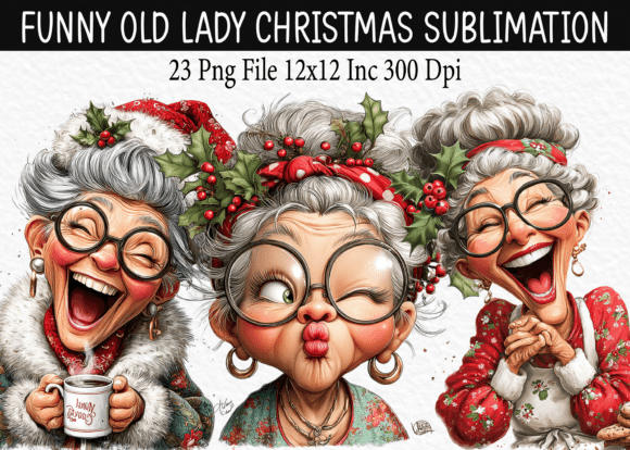 Download Funny Old Lady Christmas Sublimation - Christmas sublimation Collection