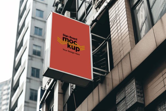 Download Wall Mounted Sign on Building Mockup - Premium Resources